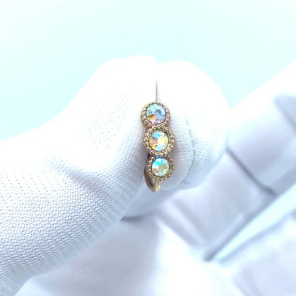 CZ 3 Diamonds 24 KT Gold Plated Nose Cuff Fake Nose Rings No Piercing Jewelry - Picture 4 of 5